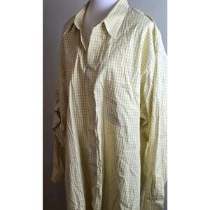 Paul Fredrick Shirt Men's Size 20-35 Yellow Check Button Up 80s Two Ply Pinpoint